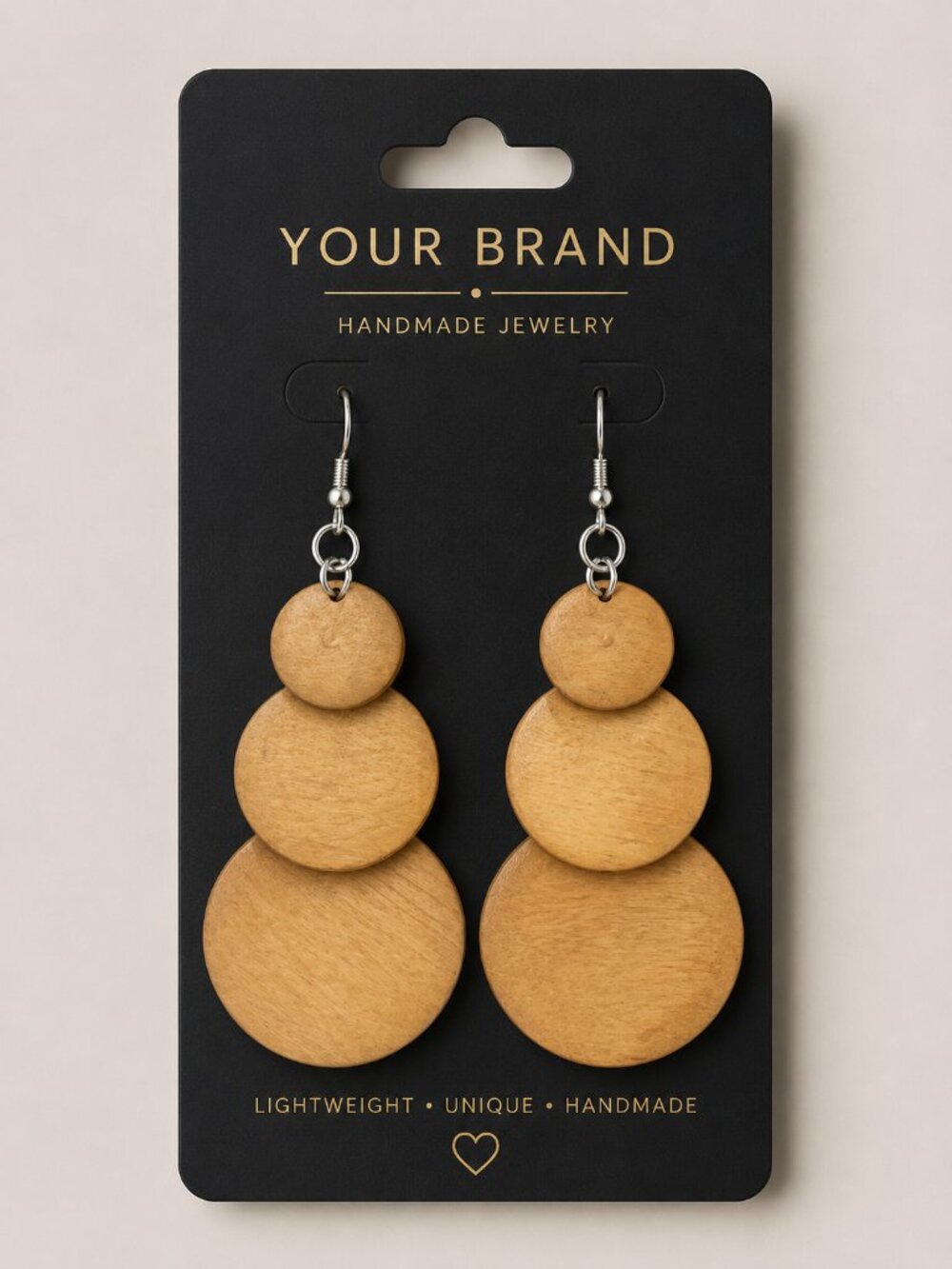 Natural Wood Tiered Statement Earrings – Lightweight Handmade Wooden Dangle